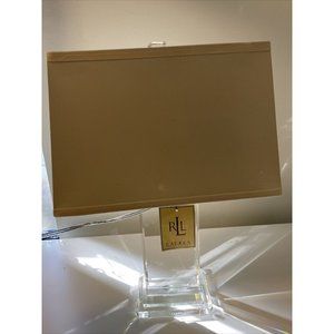 Ralph Lauren Lamp Crystal Block Clear Art Deco Table Heavy 19” NEW